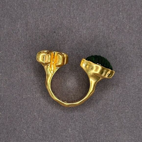 Tory Burch NWT Sculptural Bypass Statement Ring | Leaf & Logo Flower | Size 7.25 - Picture 8 of 11